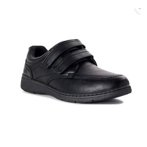George Mens Black Wide‎ Width Dress Shoes Cushioned Velcro Closure 8.5 W